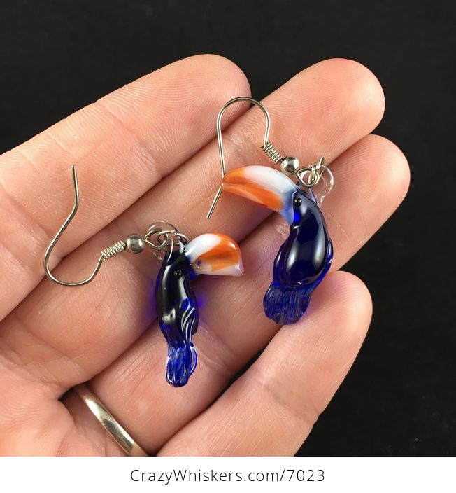 Lampwork Glass Toucan Bird Earrings - #1gdECfgHWJU-1