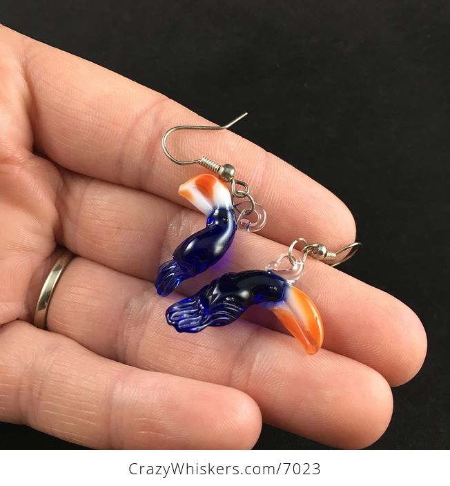 Lampwork Glass Toucan Bird Earrings - #1gdECfgHWJU-3