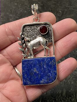 Lapis Lazuli Crystal Stone Deer Jewelry Pendant #yMhbTd75BpY