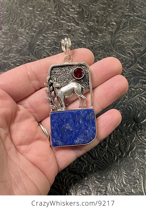 Lapis Lazuli Crystal Stone Deer Jewelry Pendant - #yMhbTd75BpY-2