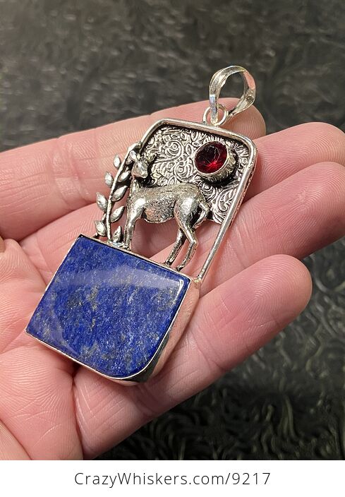Lapis Lazuli Crystal Stone Deer Jewelry Pendant - #yMhbTd75BpY-4