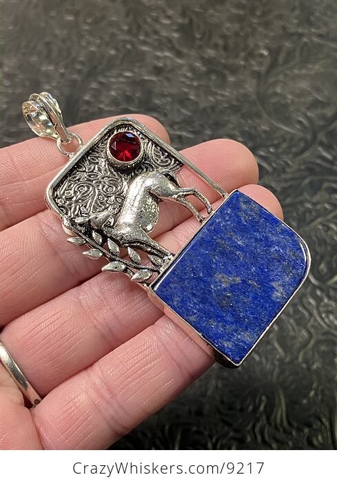Lapis Lazuli Crystal Stone Deer Jewelry Pendant - #yMhbTd75BpY-3