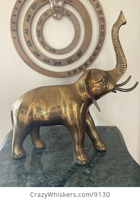 Large Brass Elephant Statue - #fNYzuICHV54-1
