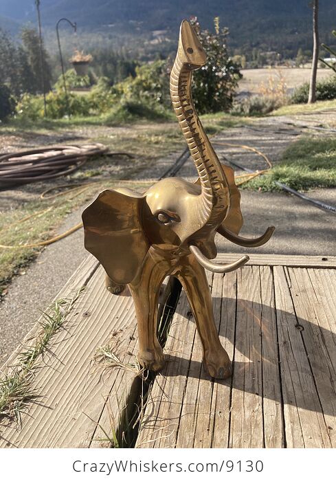 Large Brass Elephant Statue - #fNYzuICHV54-3
