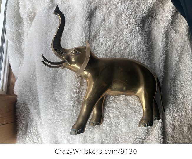 Large Brass Elephant Statue - #fNYzuICHV54-8