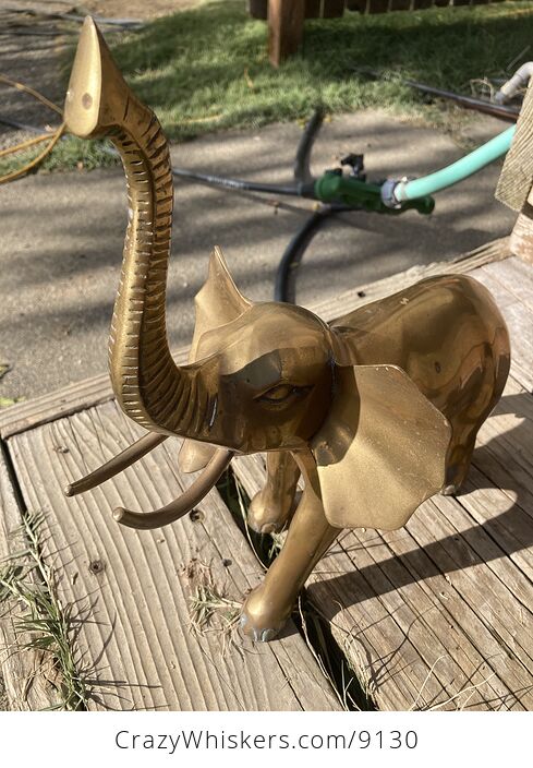 Large Brass Elephant Statue - #fNYzuICHV54-5