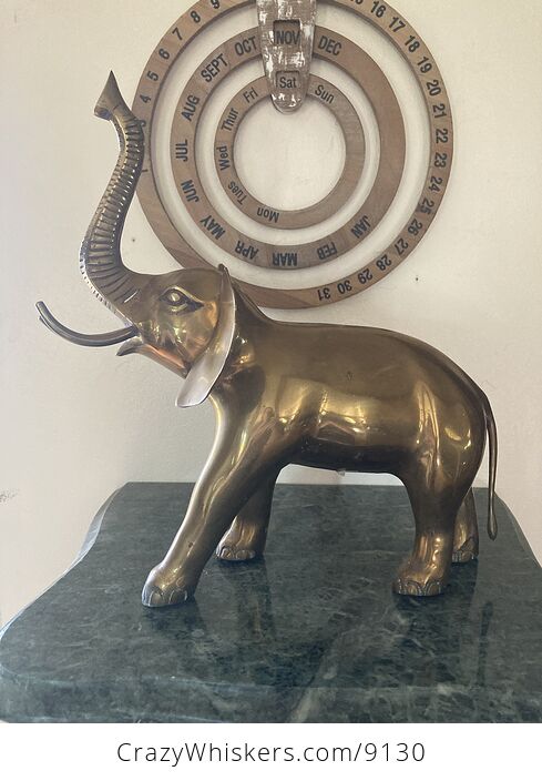Large Brass Elephant Statue - #fNYzuICHV54-13