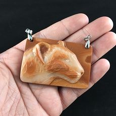 Large Cougar Mountain Lion Puma Big Cat Carved Red Jasper Stone Pendant Jewelry #zmGGgN92EI4