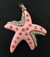 Large Pink Resin and Rhinestone Starfish Pendant #qeTABofcJHc