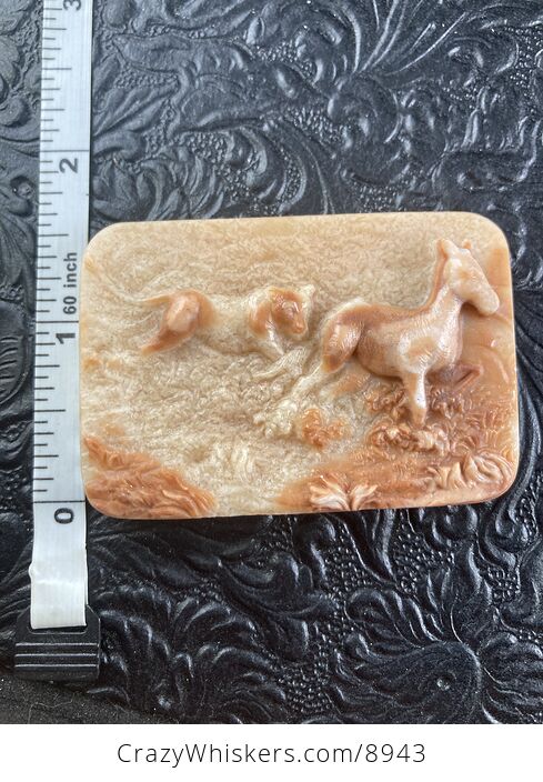 Lioness Hunting a Zebra Carved Mini Art Red Malachite Stone Pendant Cabochon Jewelry - #EcLeNCK3tAE-5