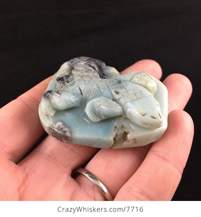 Lizard Amazonite Stone Cabochon or Figurine - #gMNhh1m3oPU-2