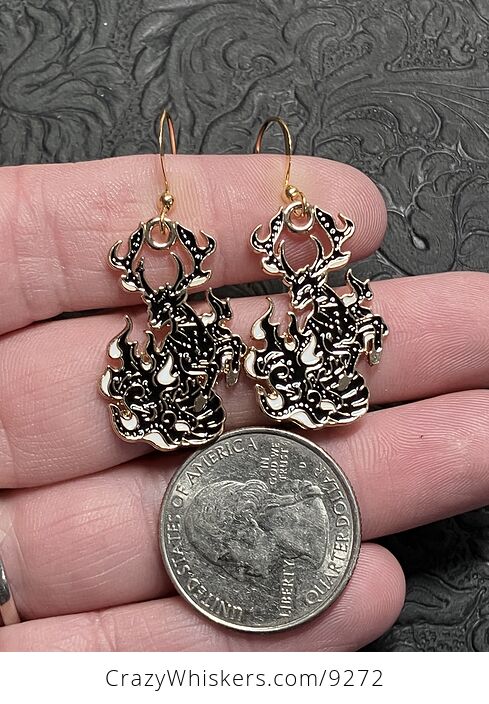 Magical Deer Buck Stag Witchy Earrings - #kK47BooKazM-5