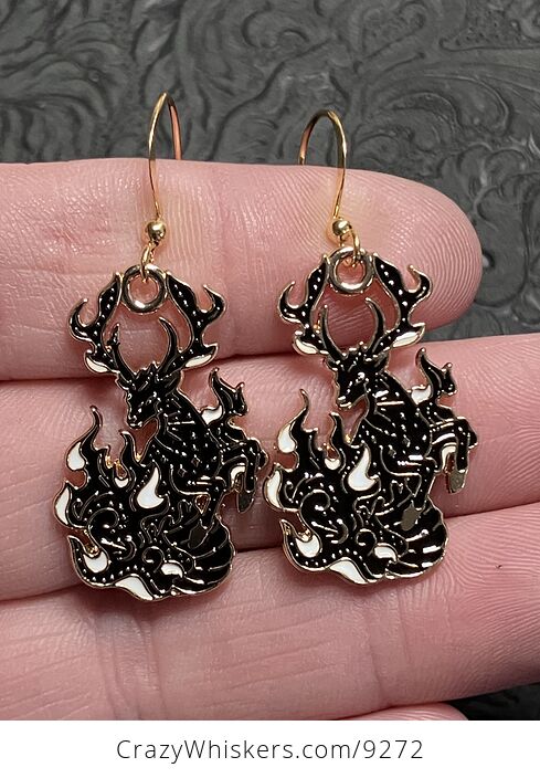 Magical Deer Buck Stag Witchy Earrings - #kK47BooKazM-1