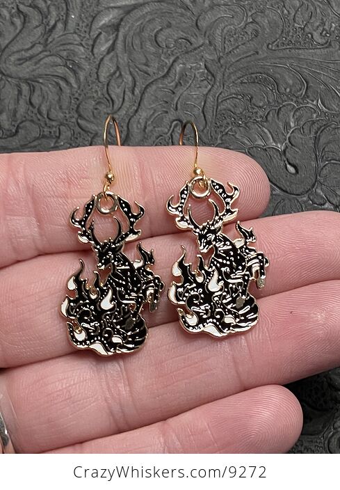 Magical Deer Buck Stag Witchy Earrings - #kK47BooKazM-2