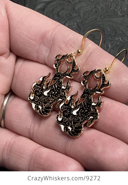 Magical Deer Buck Stag Witchy Earrings - #kK47BooKazM-4