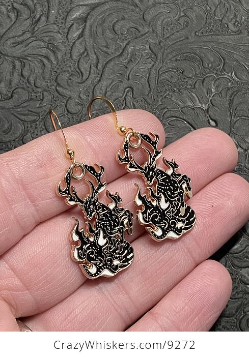 Magical Deer Buck Stag Witchy Earrings - #kK47BooKazM-3