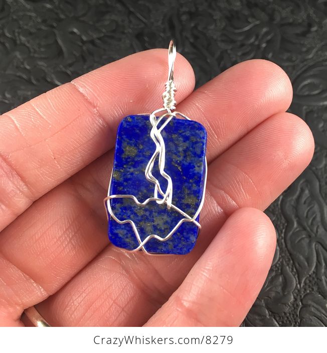 Majestic Eagle and Snake Carved in Mother of Pearl and Set on Lapis Lazuli Stone Jewelry Pendant - #7lcocsGtfas-5