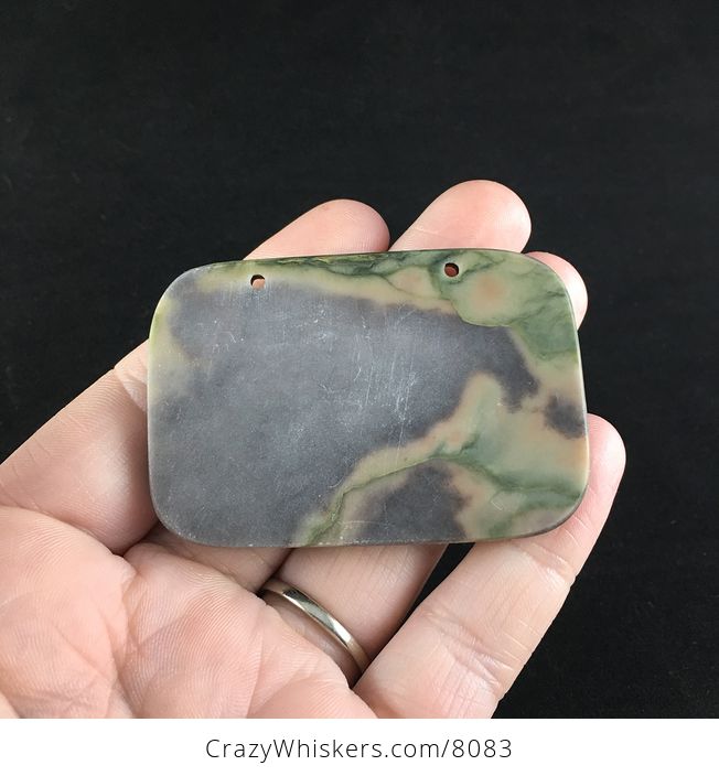 Male Lion Carved Green and Brown Ribbon Jasper Stone Pendant Jewelry - #wTsyQLt0IC0-5