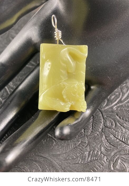 Male Lion Carved Lemon Jade Stone Pendant Jewelry - #gGEjbyi9daA-1