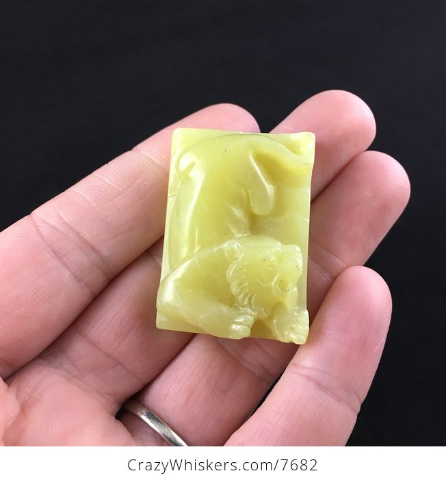 Male Lion Carved Lemon Jade Stone Pendant Jewelry - #wnh2MkFiGH4-1