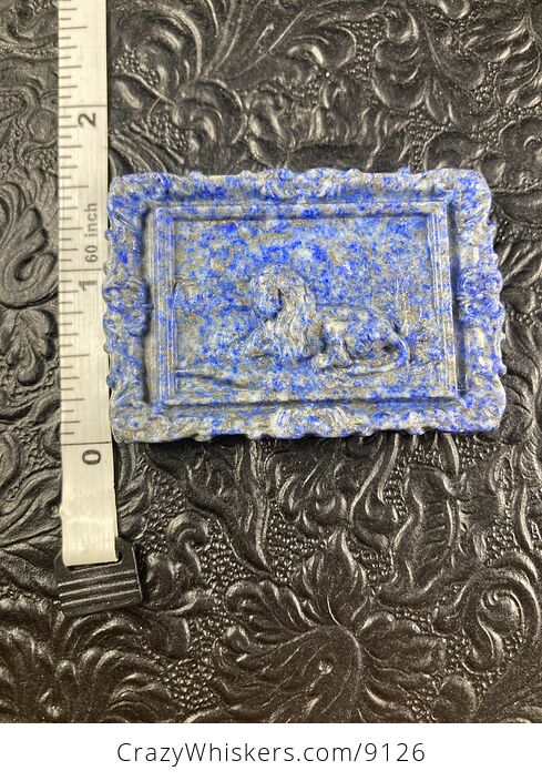 Male Lion Carved Mini Art Blue Lapis Lazuli Stone Pendant Cabochon Jewelry - #YGJlD7LlysY-7