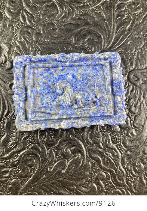 Male Lion Carved Mini Art Blue Lapis Lazuli Stone Pendant Cabochon Jewelry - #YGJlD7LlysY-6