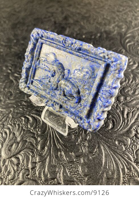 Male Lion Carved Mini Art Blue Lapis Lazuli Stone Pendant Cabochon Jewelry - #YGJlD7LlysY-3