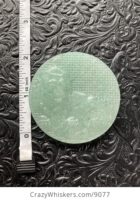 Male Lion Carved Mini Art Green Aventurine Stone Pendant Cabochon Jewelry - #SVAOH7V4WP4-9