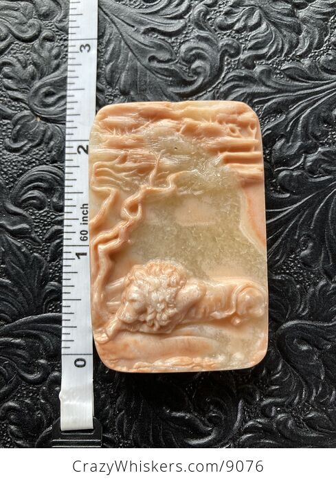 Male Lion Carved Mini Art Red Malachite Stone Pendant Cabochon Jewelry - #XlJsqzIWuMc-6