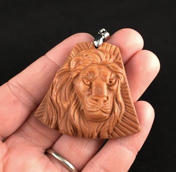 Male Lion Carved Red Jasper Stone Pendant Jewelry #eekZ6jZMpxc