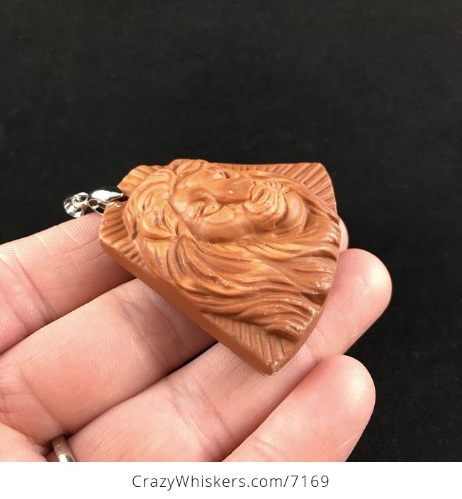 Male Lion Carved Red Jasper Stone Pendant Jewelry - #eekZ6jZMpxc-4