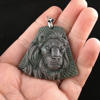 Male Lion Carved Ribbon Jasper Stone Pendant Jewelry #fQj3B0cVz60