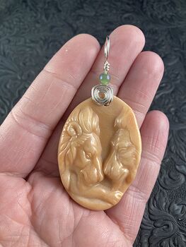 Male Lions Carved Orange Soap Stone Pendant Jewelry #F0xOmAO9gzk