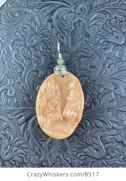 Male Lions Carved Orange Soap Stone Pendant Jewelry - #F0xOmAO9gzk-2