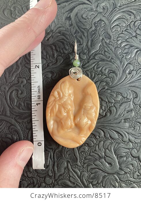Male Lions Carved Orange Soap Stone Pendant Jewelry - #F0xOmAO9gzk-3