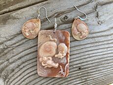 Mamma and Baby Bull Jasper Stone Earrings and Pendant Jewelry Set #3sK7wfQYhWo