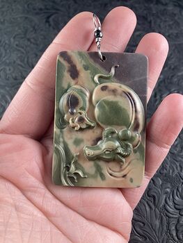 Mamma and Baby Bull Jasper Stone Jewelry Pendant #KpJ2K5WZ118