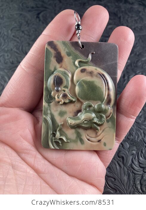 Mamma and Baby Bull Jasper Stone Jewelry Pendant - #KpJ2K5WZ118-1