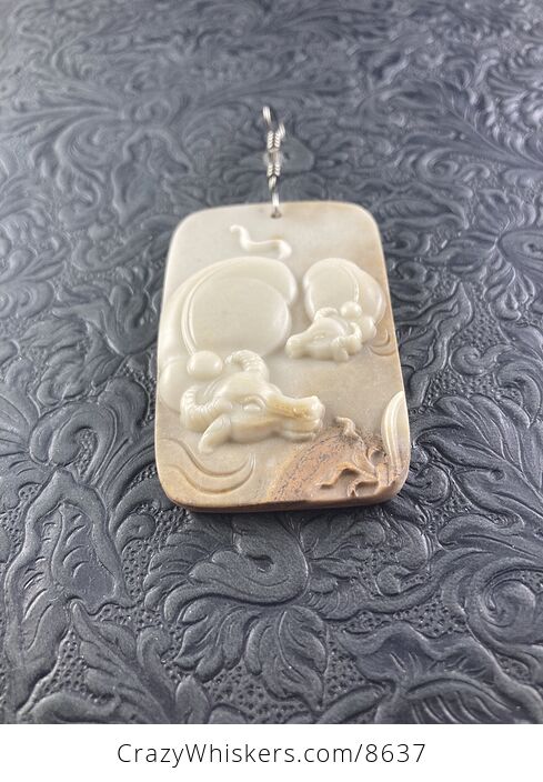 Mamma and Baby Bull Jasper Stone Jewelry Pendant - #Y186j3t7exQ-3