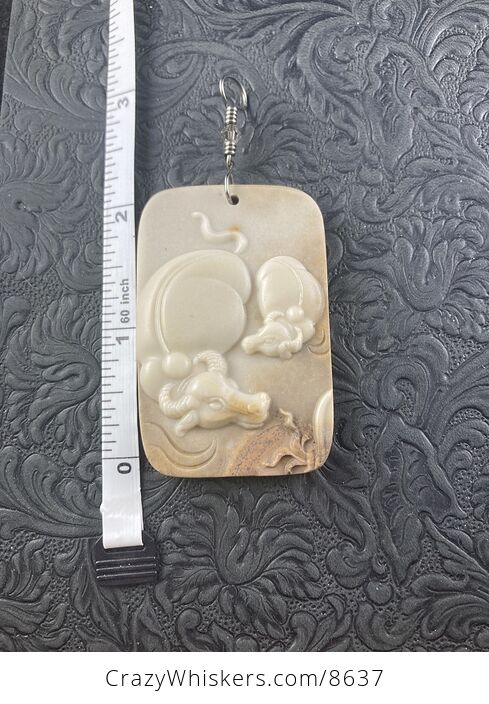 Mamma and Baby Bull Jasper Stone Jewelry Pendant - #Y186j3t7exQ-6