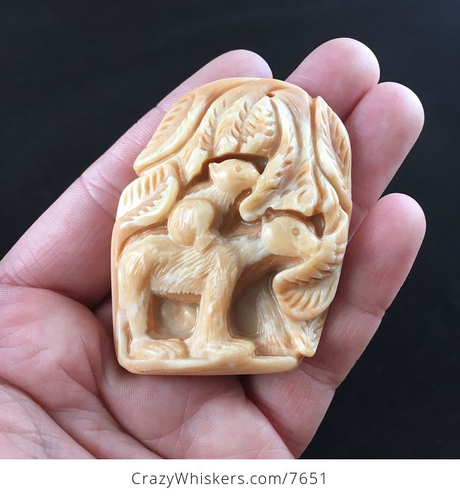 Mamma Bear and Cub Carved Red Jasper Stone Pendant Jewelry - #yC94OMA1pvc-1