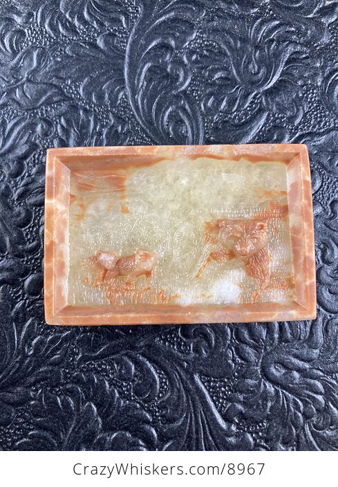 Mamma Bear and Cubs Carved Red Malachite Stone Pendant Jewelry Mini Art Ornament - #uVcnxqb9di8-4