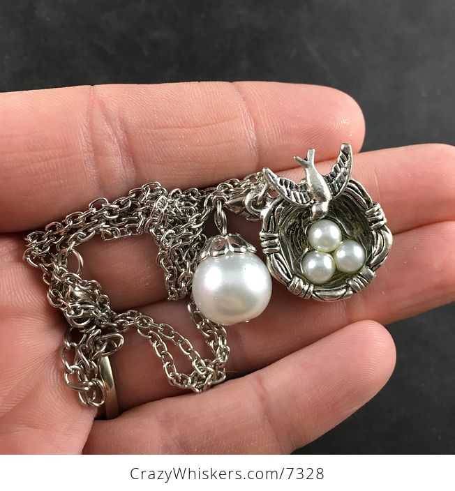 Mamma Nest and Pearly Eggs Jewelry Necklace Pendant - #bpN1mgaA9AY-1