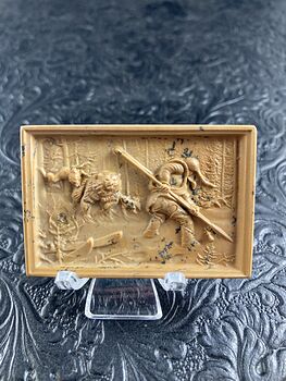 Man and Dogs Hunting a Bear Carved Mini Art Jasper Stone Pendant Cabochon Jewelry #T9rZibfpG3U