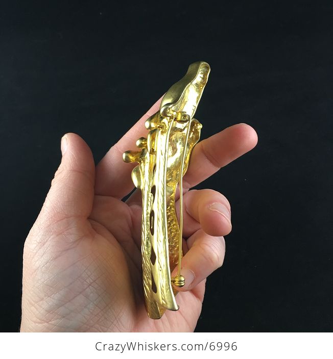 Massive Gold Toned Giraffe Brooch Pin Jewelry - #cPpQO409Bi4-5
