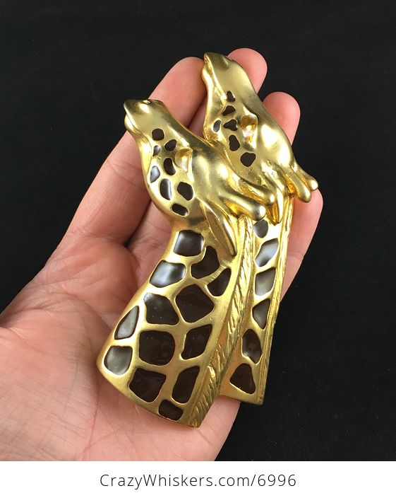 Massive Gold Toned Giraffe Brooch Pin Jewelry - #cPpQO409Bi4-1