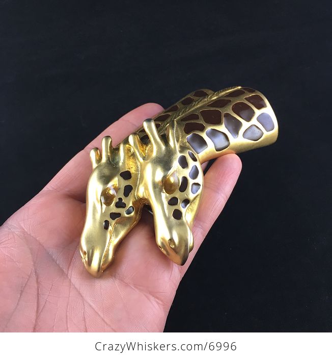 Massive Gold Toned Giraffe Brooch Pin Jewelry - #cPpQO409Bi4-4