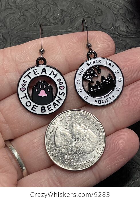 Mis Matched Black Cat Society and Team Toe Beans Earrings - #SV9Qo9bLpyA-3