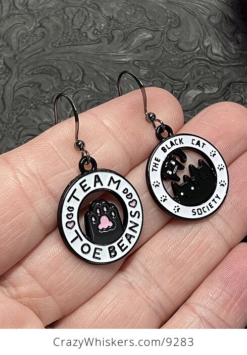 Mis Matched Black Cat Society and Team Toe Beans Earrings - #SV9Qo9bLpyA-2