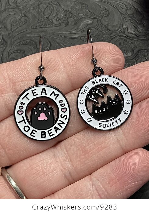 Mis Matched Black Cat Society and Team Toe Beans Earrings - #SV9Qo9bLpyA-1